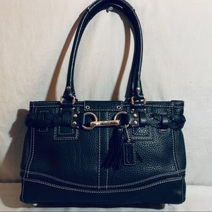 SOLD! Coach Hampton Black Pebbled Leather Satchel